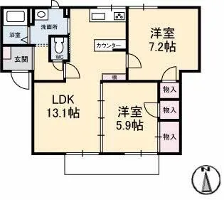 フレグランス恩田【1階】の間取り