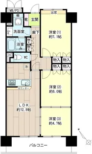 サンリバーオオモリ【13階】の間取り