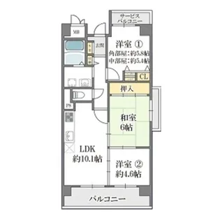 カサグランデ鶴見緑地【2階】の間取り
