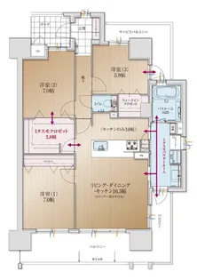 アルファレジデンシア新潟駅【13階】の間取り