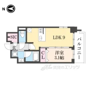 エステムコート京都梅小路公園【6階】の間取り