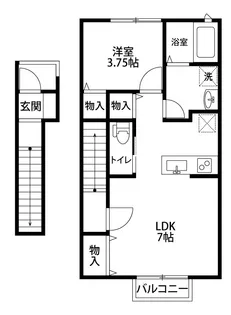 ローズマロー学校町【2階】の間取り