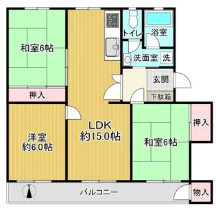 鹿島団地3-4号棟【2階】の間取り