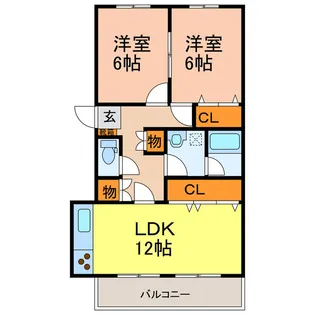 泉ヶ丘クリーンハイツA【1階】の間取り