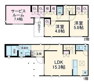 千葉県流山市松ケ丘6【一戸建】の間取り