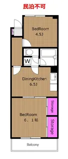 BT別 振り分け2DK エクセレント小林 ZD【2階】の間取り
