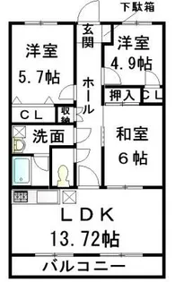 東京都八王子市下柚木2【マンション】の間取り