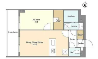 メゾンドオンディーヌ【1階】の間取り