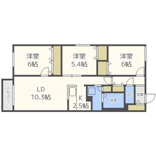 コローレ発寒南【3階】の間取り