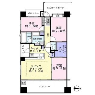 クオス小田原栄町【3階】の間取り