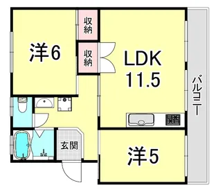 新多聞第2住宅101号棟【4階】の間取り