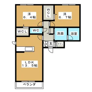 ヴィアソーレ山越【1階】の間取り
