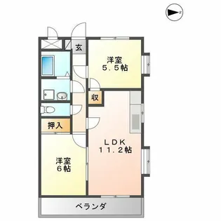 ドミール山田【6階】の間取り