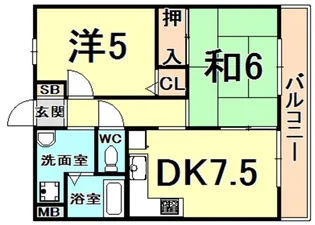 グッドヴィレッジ一番館・二番館【2階】の間取り