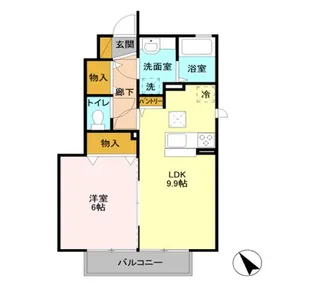 D-ROOM プランドールタウン若木 B 101【1階】の間取り
