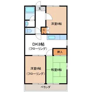 ウッディーパレスブルーウェーブ【2階】の間取り