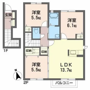 グランコート丸内C【2階】の間取り
