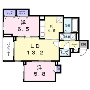 2LDKの間取り画像