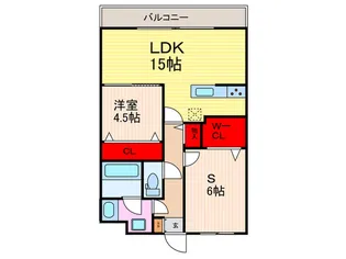 グローリードミール天神【2階】の間取り