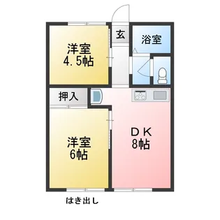 コーポフジワラB【1階】の間取り