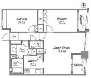 ルネパルティーレ汐留【8階】の間取り