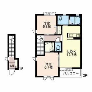 ヴィルブランシェB【2階】の間取り