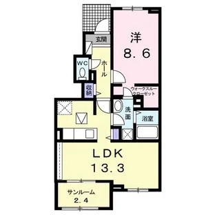 ナカマヒルズB【1階】の間取り