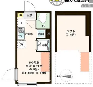 Pere Noel鷺ノ宮【1階】の間取り