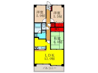 東千里OMパレス1【6階】の間取り
