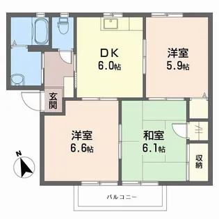 ハートハイツ A棟【2階】の間取り