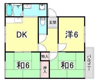 リバーサイド朝霧A棟【2階】の間取り