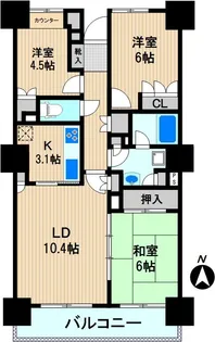 ヴィルクレール川崎タワー【6階】の間取り