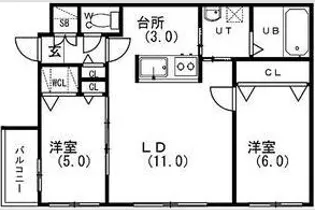 カーサフェリーチェ菊水【3階】の間取り
