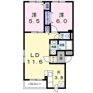 グラス トレーズI【4階】の間取り