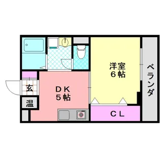 1DKの間取り画像