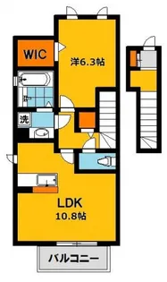 スパローハウス参番館B【2階】の間取り