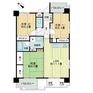 ライオンズマンション泊高橋【4階】の間取り