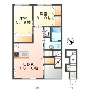 神奈川県秦野市三屋【アパート】の間取り
