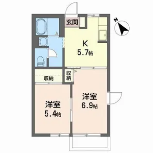 シャンボール A【2階】の間取り