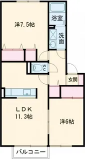 パセオ七ツ池A【2階】の間取り