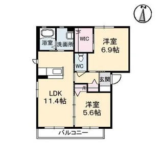 シャーメゾンハイネスA棟【1階】の間取り