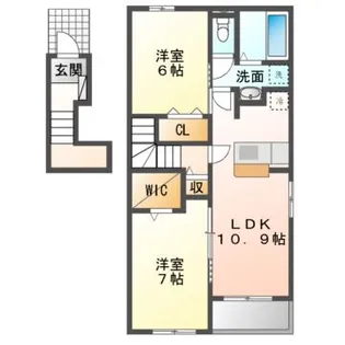 ラ カーサ フェリーチェ【2階】の間取り