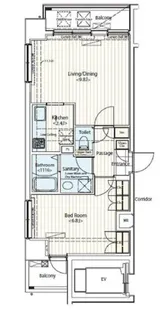 ドゥーエ新富町【8階】の間取り