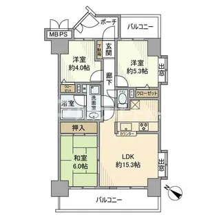 ライオンズマンション千葉みなと【3階】の間取り