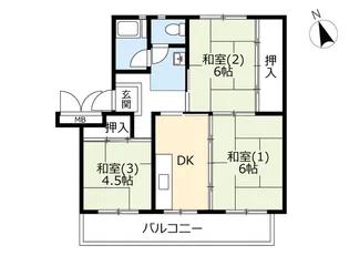 UR北坂戸【3階】の間取り