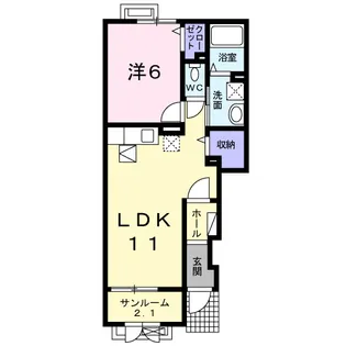 レーブ立野【1階】の間取り
