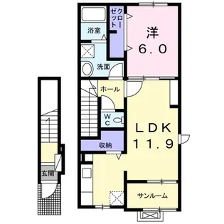 カッシーナコート【2階】の間取り