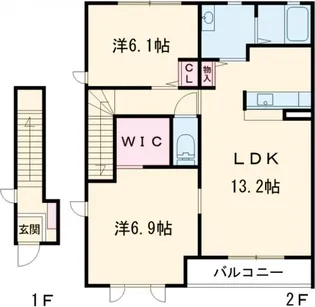 レガール北野 D【2階】の間取り
