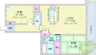 ソレアード舟丁【5階】の間取り