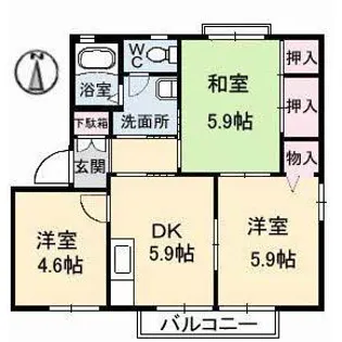 ニューヒルズAの間取り